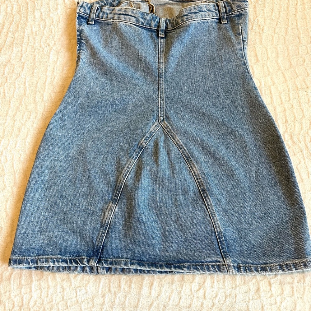 Zara Light Blue Strapless Denim Mini Dress - Picture 4 of 11